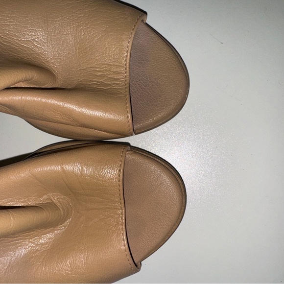 Steve Madden Nonstp Open Toe Leather Heel Shooties Tan Beige Womens Size 10 - Picture 5 of 12